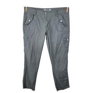 17/21 Cargo Pants Size 14 Utility Straight Leg Canvas Green Hiking Flap Pocket